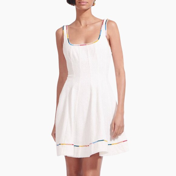 STAUD White Wells Embroidered Minidress, Size 4 - Picture 5 of 8